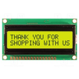 1 pcs x NEWHAVEN DISPLAY INTERNATIONAL - NHD-0216HZ-FL-YBW-C - Display: LCD, alphanumeric, STN Positive, 16x2, yellow-green, LED
