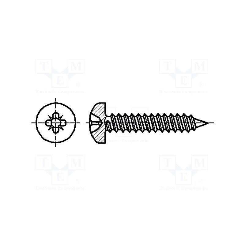 200 pcs x BOSSARD - 2097621 - Screw, 2.9x9.5, Head: cheese head, Pozidriv, PZ1, steel, zinc