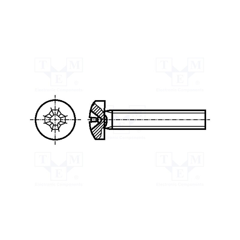 200 pcs x BOSSARD - 1154176 - Screw, M2.5x4, 0.45, Head: cheese head, Phillips, PH1, steel, zinc