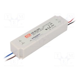 1 pcs x MEAN WELL - LPC-60-1050 - Power supply: switched-mode, LED, 50.4W, 9÷48VDC, 1050mA, IP67