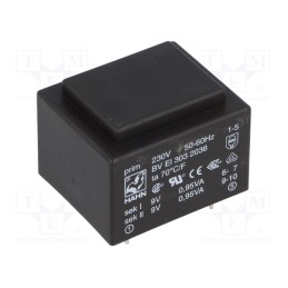 1 pcs x HAHN - BV EI 303 2036 - Transformer: encapsulated, 1.9VA, 230VAC, 9V, 9V, 105mA, 105mA, PCB