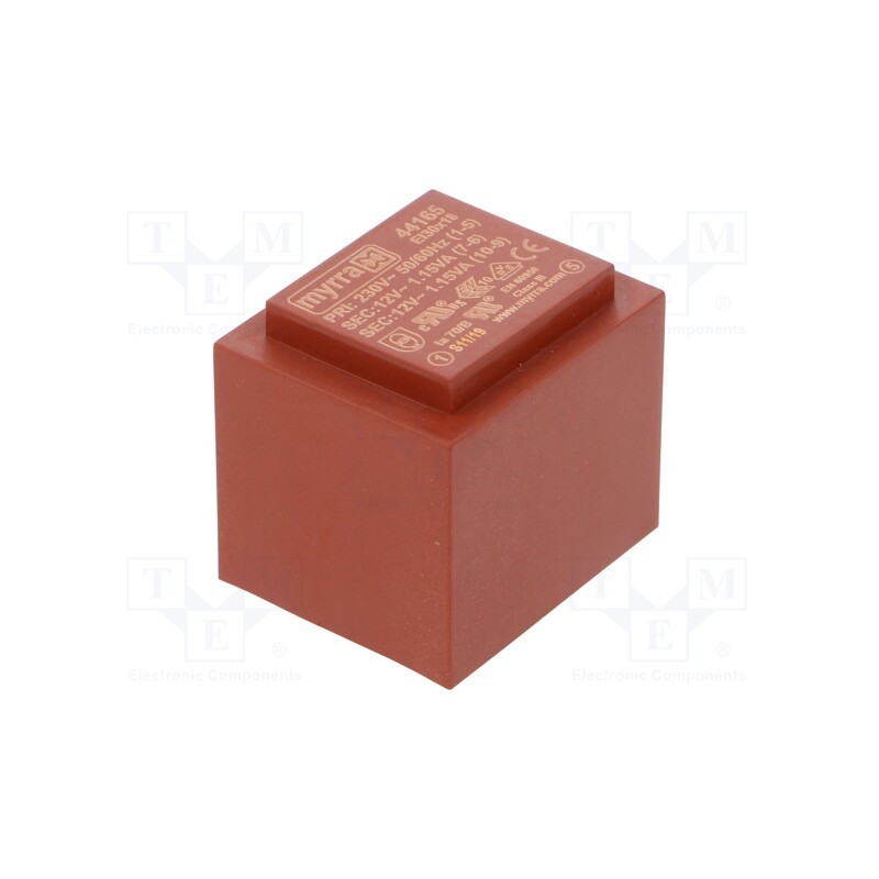 1 pcs x MYRRA - 44165 - Transformer: encapsulated, 2.3VA, 230VAC, 12V, 12V, 96mA, 96mA, PCB