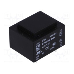 1 pcs x HAHN - BV EI 302 2020 - Transformer: encapsulated, 1.5VA, 230VAC, 6V, 250mA, PCB, BVEI