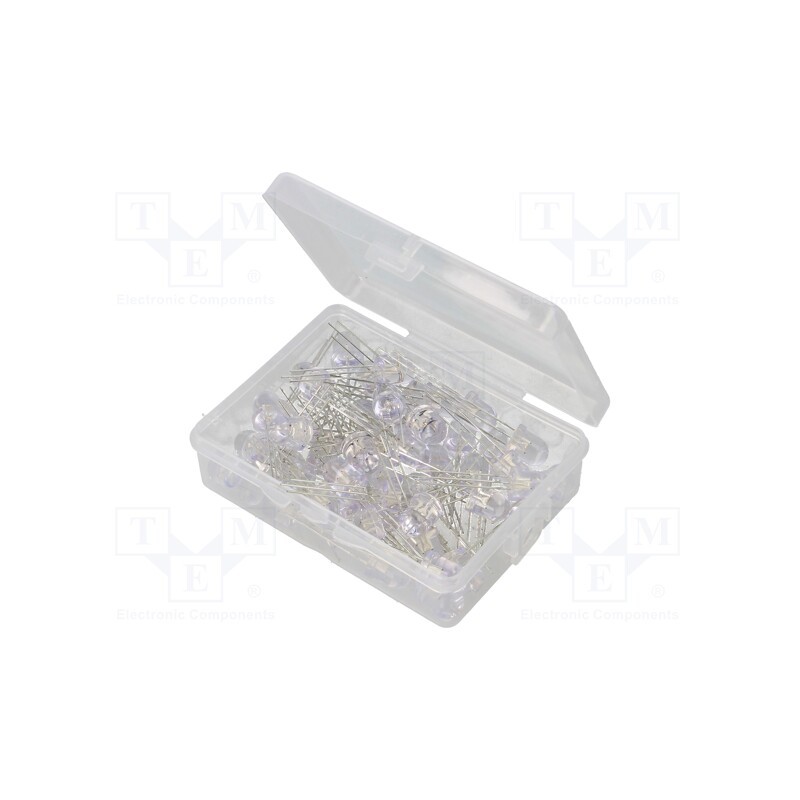 1 set x OPTOSUPPLY - OKLEDT8050RPV - Kit: LED, THT, 8mm, 50pcs, red/green, 3÷15V, plastic box, 7.5÷8mA