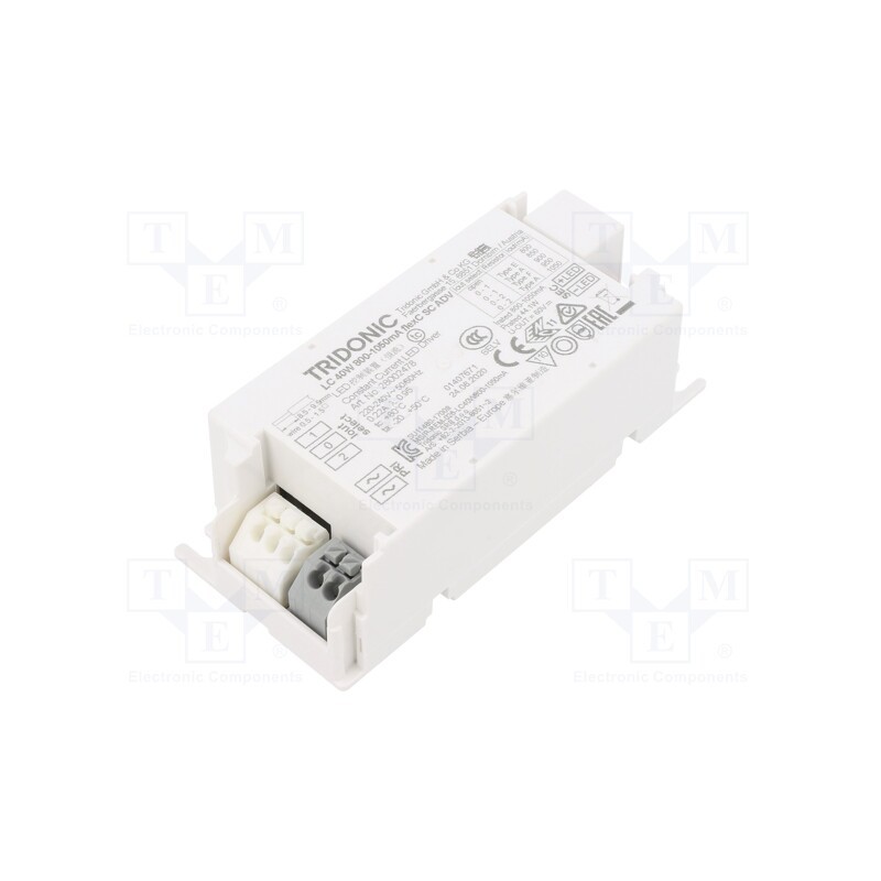 1 pcs x TRIDONIC - LC 40W 800-1050MA FLEXC SC ADV - Power supply: switched-mode, LED, 40W, 25÷42VDC, 800÷1050mA, IP20