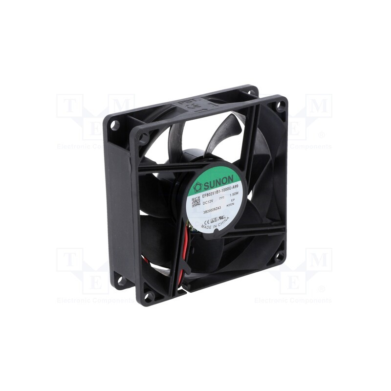 1 pcs x SUNON - EF80251B1-1000U-A99 - Fan: DC, axial, 12VDC, 80x80x25mm, 69.5m3/h, 33dBA, ball bearing