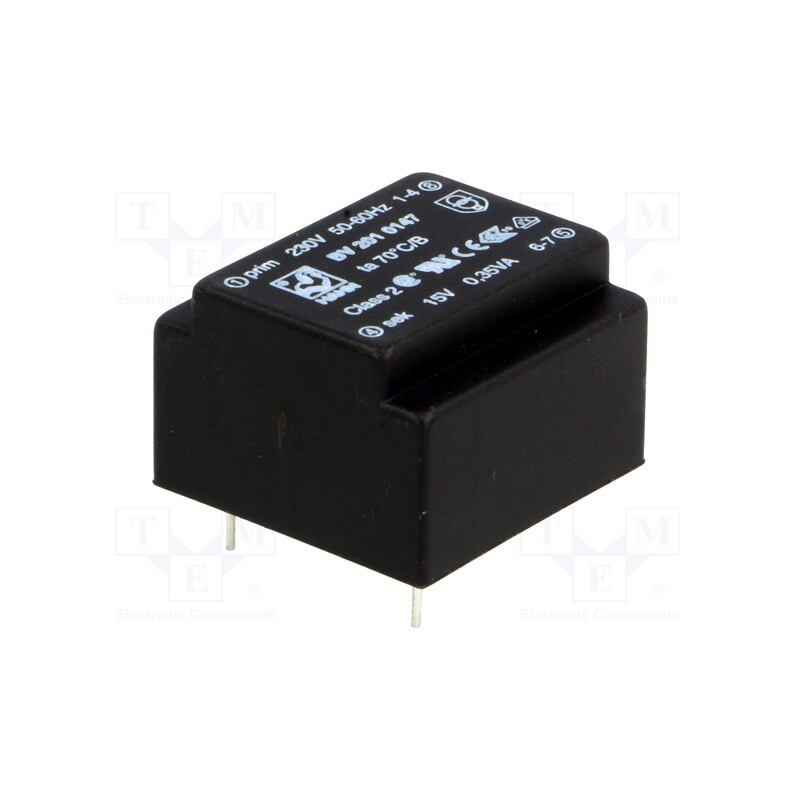1 pcs x HAHN - BV 201 0147 - Transformer: encapsulated, 0.35VA, 230VAC, 15V, 23mA, PCB, BV