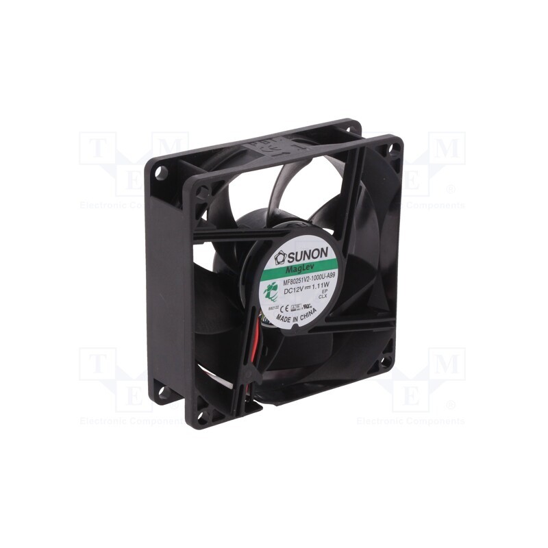1 pcs x SUNON - MF80251V2-1000U-A99 - Fan: DC, axial, 12VDC, 80x80x25mm, 62.53m3/h, 30dBA, Vapo, 2900rpm