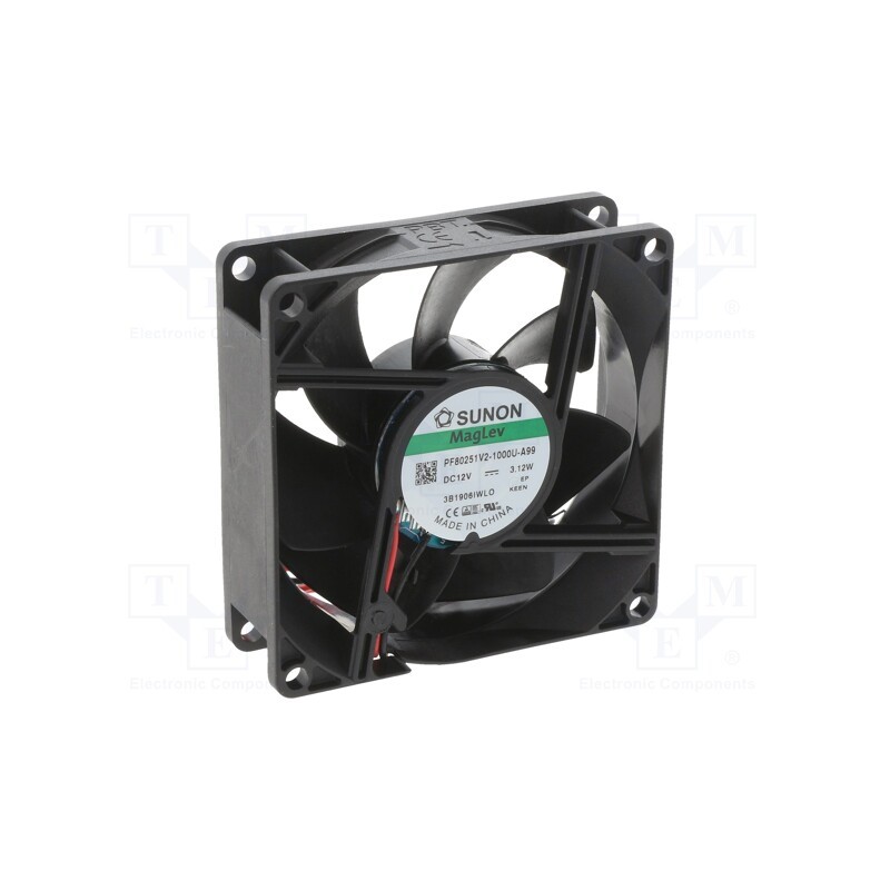 1 pcs x SUNON - PF80251V2-1000U-A99 - Fan: DC, axial, 12VDC, 80x80x25mm, 96.85m3/h, 43.1dBA, Vapo, 4500rpm