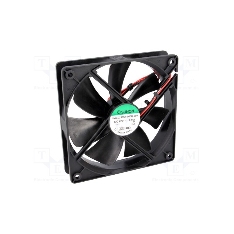 1 pcs x SUNON - HAC0251S4-000U-999 - Fan: DC, axial, 12VDC, 120x120x25mm, 93.5m3/h, 29.6dBA, Len: 330mm