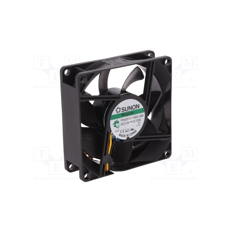 1 pcs x SUNON - PF80251V1-1000U-G99 - Fan: DC, axial, 12VDC, 80x80x25mm, 101.4m3/h, 44.7dBA, Vapo, 4800rpm