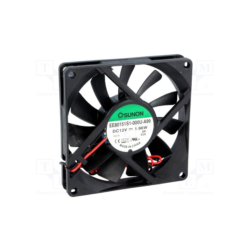 1 pcs x SUNON - EE80151S1-000U-A99 - Fan: DC, axial, 12VDC, 80x80x15mm, 62.86m3/h, 34.7dBA, Len: 300mm