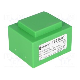 1 pcs x BREVE TUFVASSONS - TEZ16/D230/18-18V - Transformer: encapsulated, 16VA, 230VAC, 18V, 18V, 444.4mA, 444.4mA