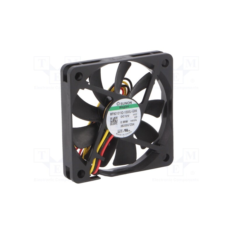 1 pcs x SUNON - MF60101V2-1000U-G99 - Fan: DC, axial, 12VDC, 60x60x10mm, 24.12m3/h, 25dBA, Vapo, 3500rpm