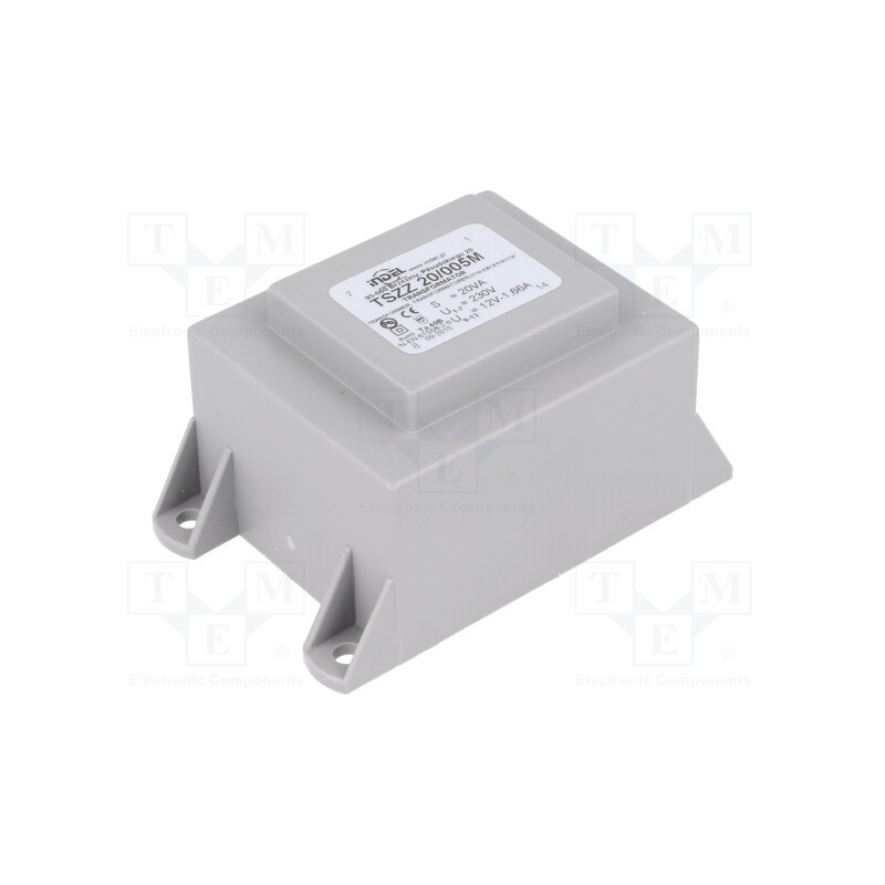 1 pcs x INDEL - TSZZ20/005M - Transformer: encapsulated, 20VA, 230VAC, 12V, 1.66A, PCB, IP00
