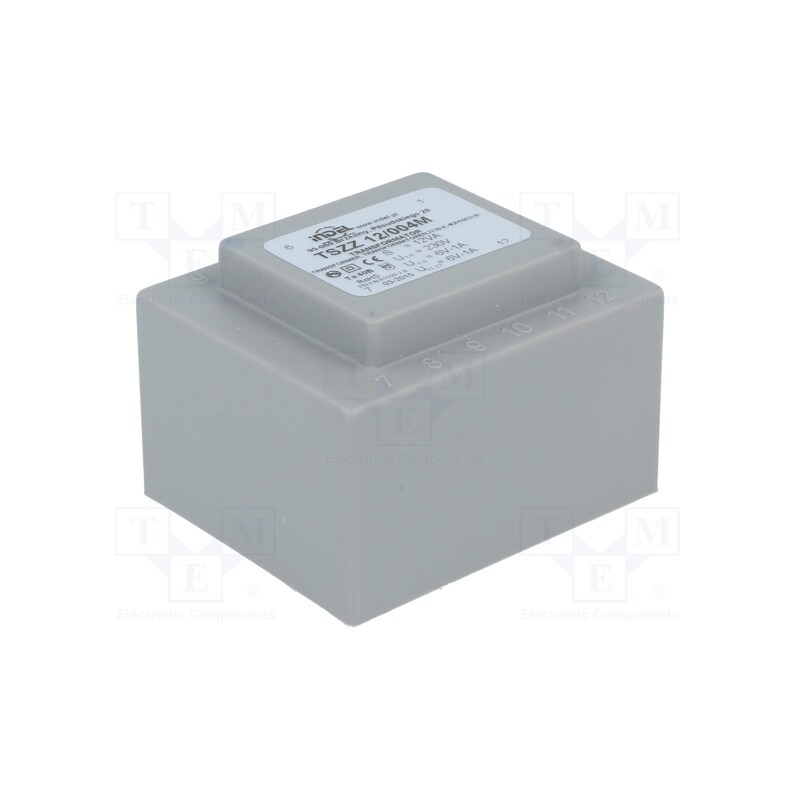 1 pcs x INDEL - TSZZ12/004M - Transformer: encapsulated, 12VA, 230VAC, 6V, 6V, 1A, 1A, PCB, IP00