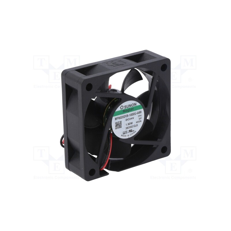 1 pcs x SUNON - MF60202VX-1000U-A99 - Fan: DC, axial, 24VDC, 60x60x20mm, 43.2m3/h, 39dBA, Vapo, 5700rpm