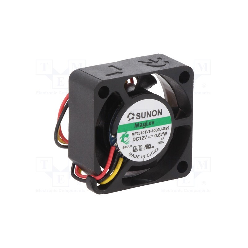 1 pcs x SUNON - MF25101V1-1000U-G99 - Fan: DC, axial, 12VDC, 25x25x10mm, 6.42m3/h, 26dBA, Vapo, Out: F type
