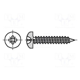 200 pcs x BOSSARD - 2097753 - Screw, 3.5x25, Head: cheese head, Pozidriv, PZ2, steel, zinc