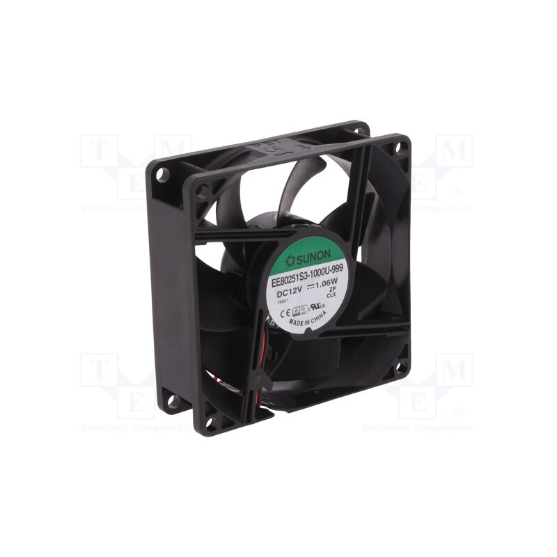 1 pcs x SUNON - EE80251S3-1000U-999 - Fan: DC, axial, 12VDC, 80x80x25mm, 55.77m3/h, 28dBA, slide bearing