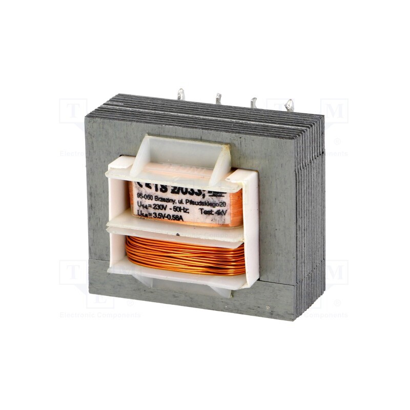 1 pcs x INDEL - TS 2/033 - Transformer: mains, 2VA, 230VAC, 3.5V, 580mA, Leads: for PCB, IP00