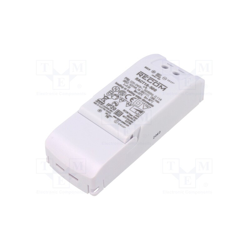 1 pcs x RECOM - RACT18-500 - Power supply: switched-mode, LED, 18W, 18÷36VDC, 500mA, 198÷264VAC