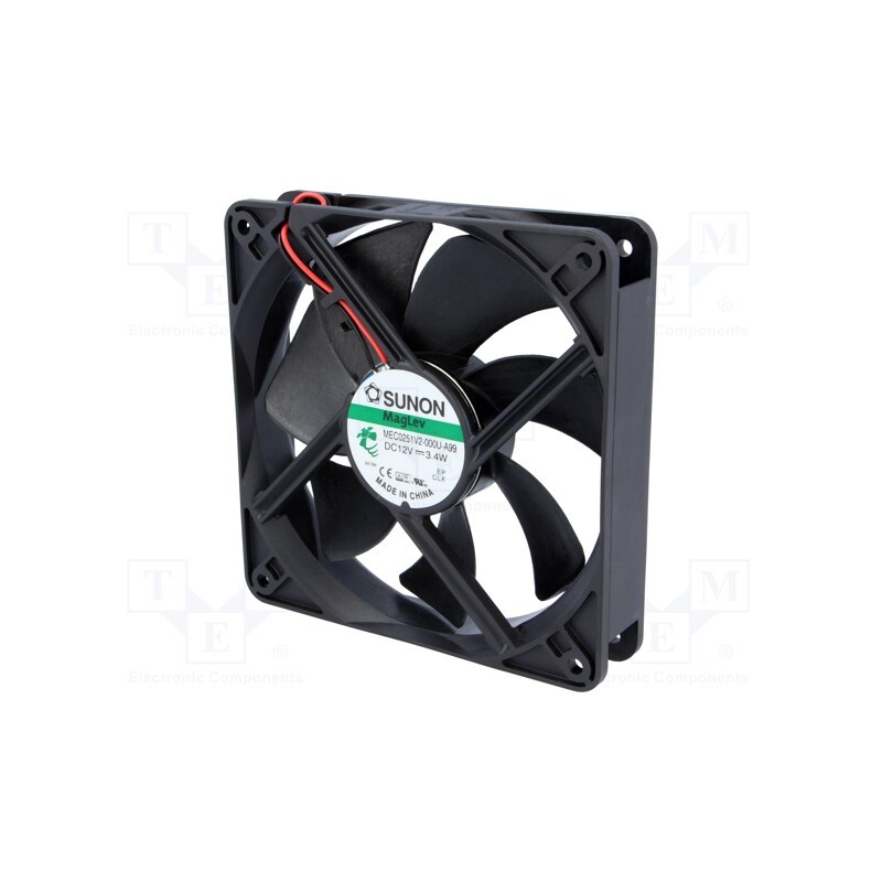 1 pcs x SUNON - MEC0251V2-000U-A99 - Fan: DC, axial, 12VDC, 120x120x25mm, 158.1m3/h, 40.5dBA, Vapo, 24AWG
