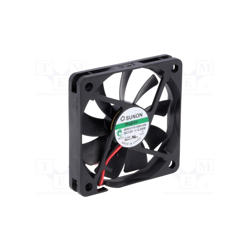 1 pcs x SUNON - MF60101V3-1000U-A99 - Fan: DC, axial, 12VDC, 60x60x10mm, 20.62m3/h, 21.5dBA, Vapo, 3000rpm