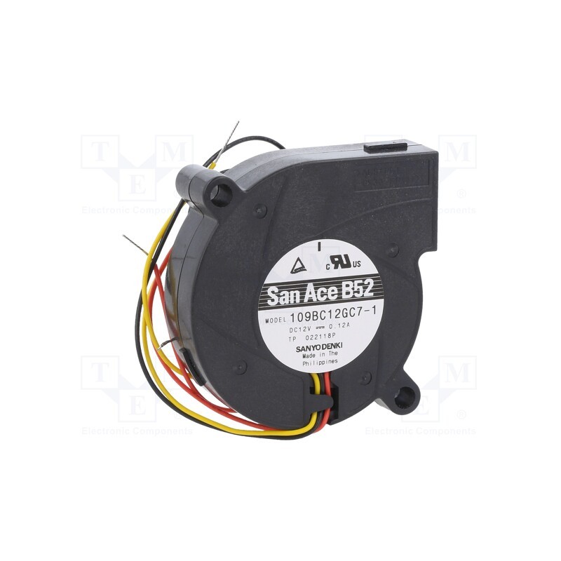 1 pcs x SANYO DENKI - 109BC12GC7-1 - Fan: DC, blower, 12VDC, Ø52x15mm, 7.5m3/h, 43dBA, ball bearing