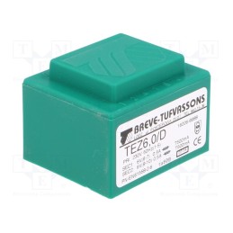 1 pcs x BREVE TUFVASSONS - TEZ6/D230/6-6V - Transformer: encapsulated, 6VA, 230VAC, 6V, 6V, 500mA, 500mA, PCB