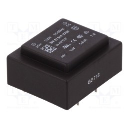 1 pcs x HAHN - BV EI 301 2720 - Transformer: encapsulated, 0.6VA, 230VAC, 12V, 50mA, PCB, BVEI