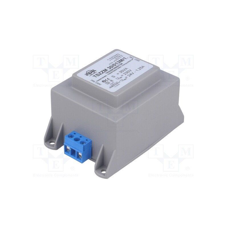 1 pcs x INDEL - TSZZM 30/013M/1 - Transformer: encapsulated, 30VA, 230VAC, 24V, 1.25A, screw type