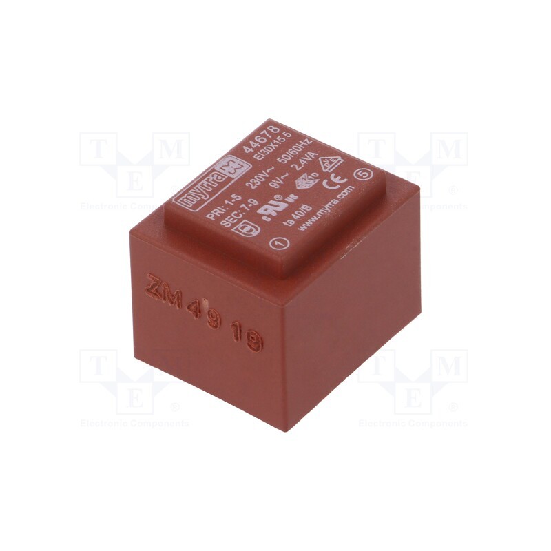 1 pcs x MYRRA - 44678 - Transformer: encapsulated, 2.4VA, 230VAC, 9V, 267mA, PCB
