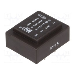 1 pcs x HAHN - BV EI 301 3588 - Transformer: encapsulated, 0.7VA, 230VAC, 12V, 58mA, PCB, BVEI
