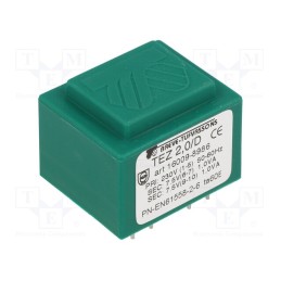 1 pcs x BREVE TUFVASSONS - TEZ2/D230/7.5-7.5V - Transformer: encapsulated, 2VA, 230VAC, 7.5V, 7.5V, 133.3mA, PCB