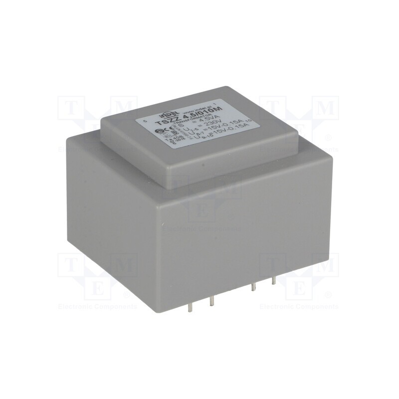 1 pcs x INDEL - TSZZ4.5/010M - Transformer: encapsulated, 4.5VA, 230VAC, 15V, 15V, 150mA, 150mA