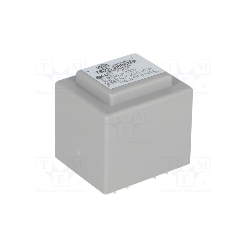 1 pcs x INDEL - TSZZ3/006MP - Transformer: encapsulated, 3VA, 230VAC, 9V, 9V, 160mA, 160mA, PCB