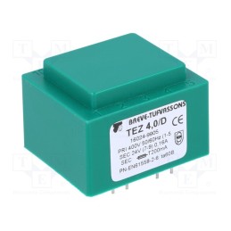 1 pcs x BREVE TUFVASSONS - TEZ4/D400/24V - Transformer: encapsulated, 4VA, 400VAC, 24V, 166.6mA, PCB, IP00