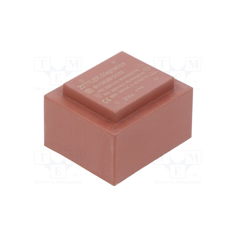 1 pcs x ZETTLER - BV382S12032 - Transformer: encapsulated, 3.2VA, 230VAC, 12V, 267mA, PCB