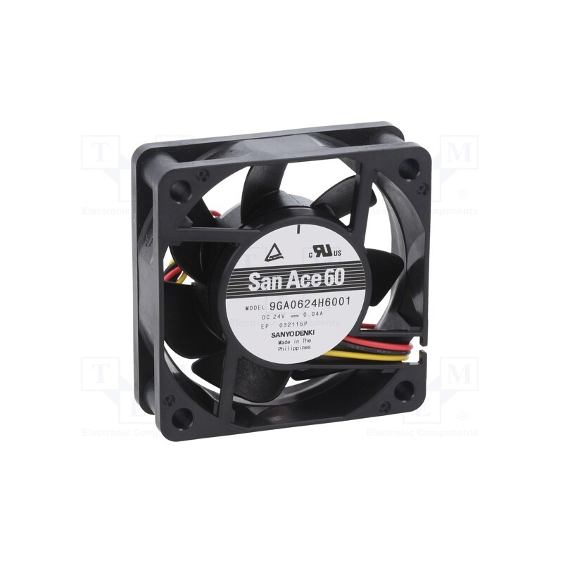 1 pcs x SANYO DENKI - 9GA0624H6001 - Fan: DC, axial, 24VDC, 60x60x20mm, 31.2m3/h, 29dBA, ball bearing