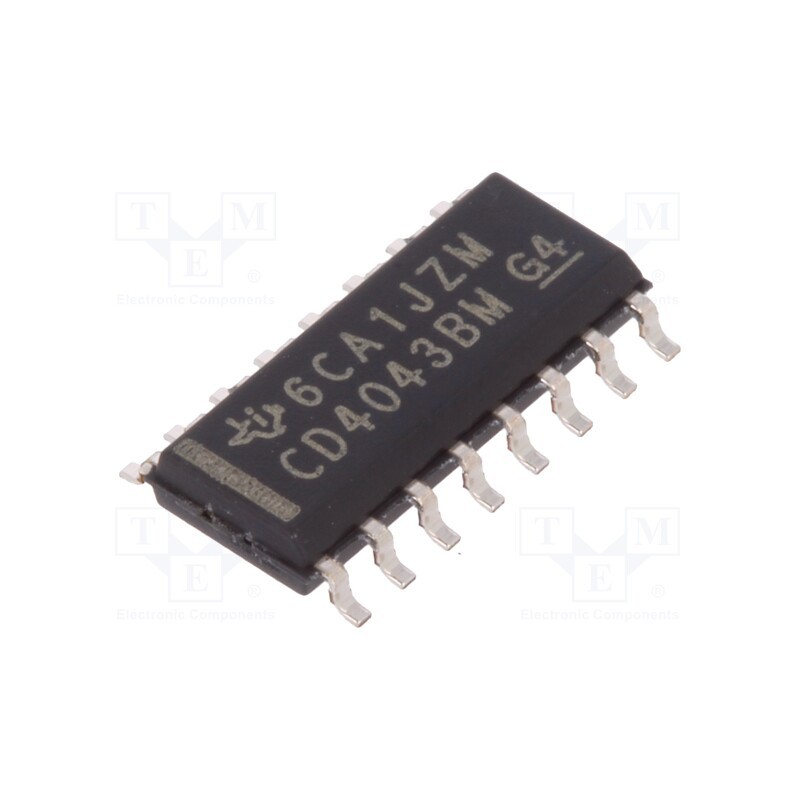 3 pcs x TEXAS INSTRUMENTS - CD4043BD - IC: digital, RS latch, Ch: 4, CMOS, SMD, SO16, CD4000