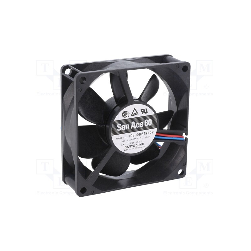 1 pcs x SANYO DENKI - 109R0824M402 - Fan: DC, axial, 24VDC, 80x80x25mm, 49.8m3/h, 23dBA, ball bearing