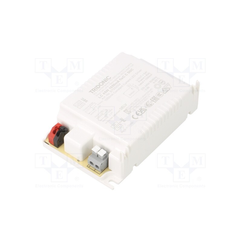 1 pcs x TRIDONIC - LC 45W 1050MA FIXC C SNC - Power supply: switched-mode, LED, 45W, 30÷43VDC, 1050mA, IP20, LC