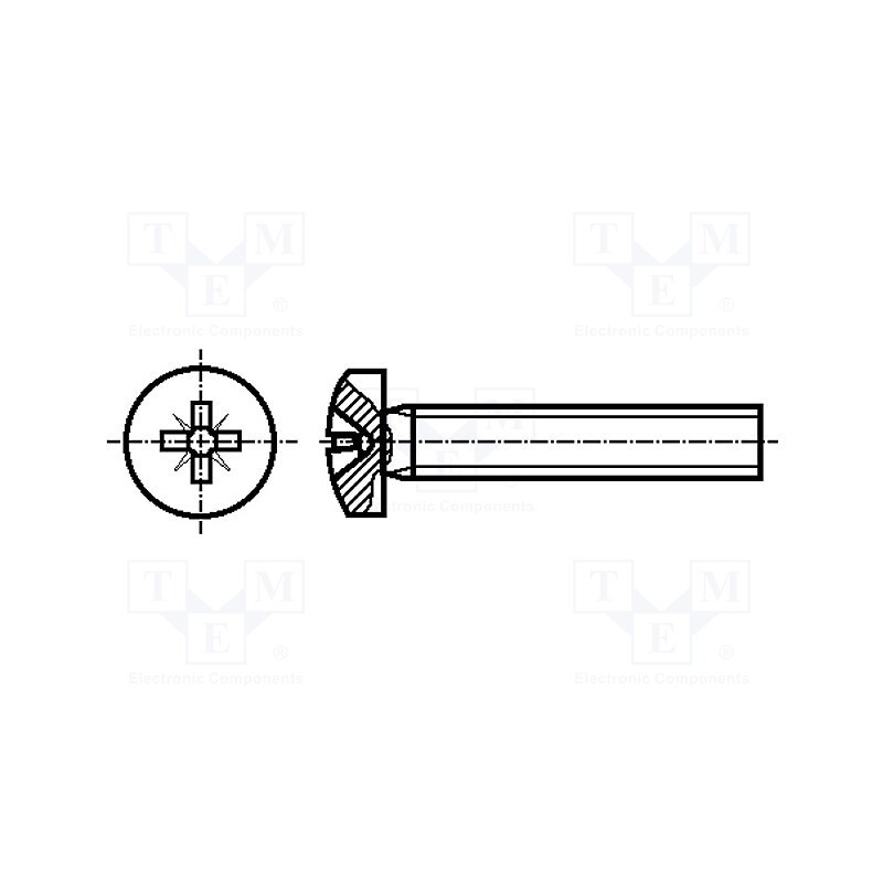 200 pcs x BOSSARD - 1538543 - Screw, M2.5x12, 0.45, Head: cheese head, Pozidriv, PZ1, steel, zinc