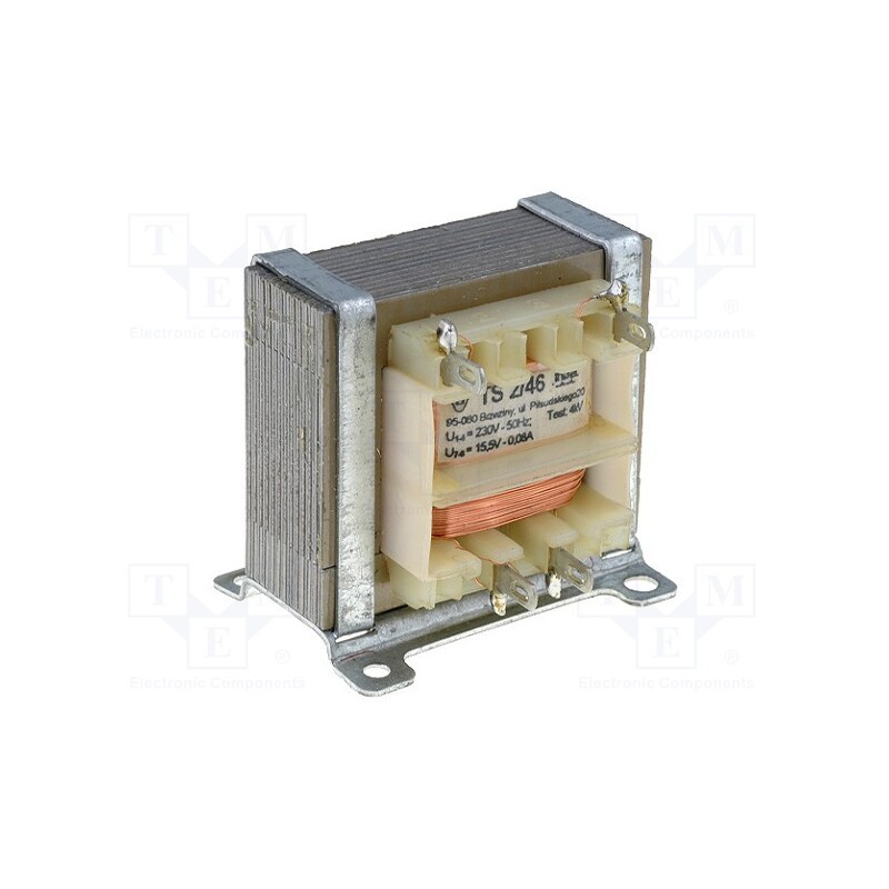 1 pcs x INDEL - TS 2/46 - Transformer: mains, 2VA, 230VAC, 15.5V, 80mA, Leads: solder lugs