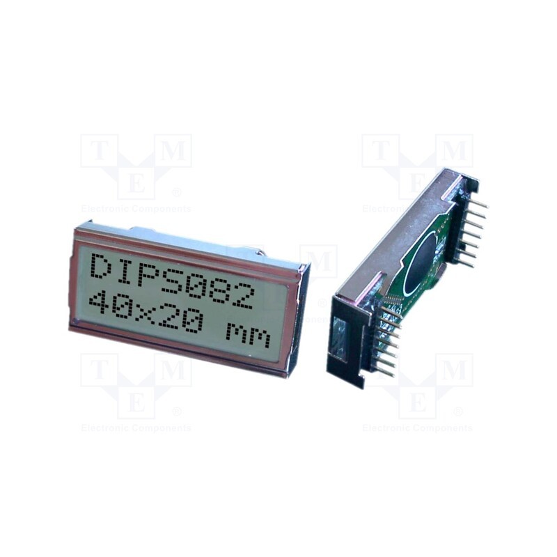 1 pcs x DISPLAY VISIONS - EA DIPS082-HN - Display: LCD, alphanumeric, STN Positive, 8x2, 40x20mm, PIN: 14