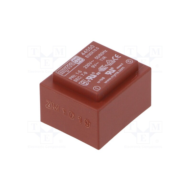 1 pcs x MYRRA - 44050 - Transformer: encapsulated, 1VA, 230VAC, 9V, 111mA, PCB