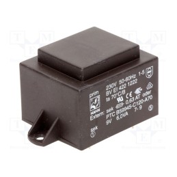 1 pcs x HAHN - BV EI 422 1222 - Transformer: encapsulated, 6VA, 230VAC, 9V, 667mA, PCB, BVEI