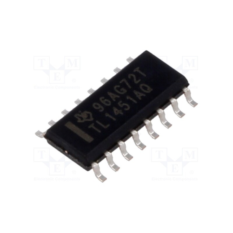1 pcs x TEXAS INSTRUMENTS - TL1451AQD - IC: PMIC, DC/DC switcher,PWM controller, Uoper: 3.6÷50V, SO16-W