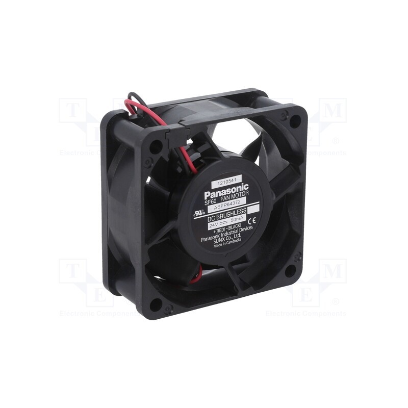 1 pcs x PANASONIC - ASFP64372 - Fan: DC, axial, 24VDC, 60x60x25mm, 24.6m3/h, 21dBA, ball bearing